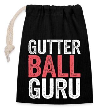 Gutter Ball Guru 9 - Verschließbarer Geschenkbeutel aus Baumwolle (14x20cm) - Schwarz - Vorne