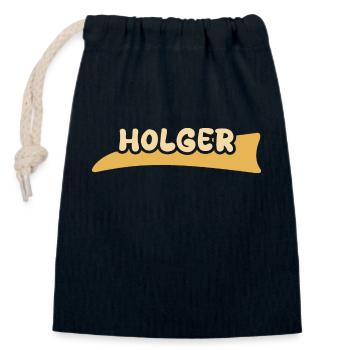 Cadeau pour Holger - Sac cadeau en coton avec cordon (14 x 20 cm) - bleu marine - Devant
