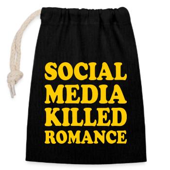 social media killed romance - Closable cotton gift bag (14x20cm) - black - Front