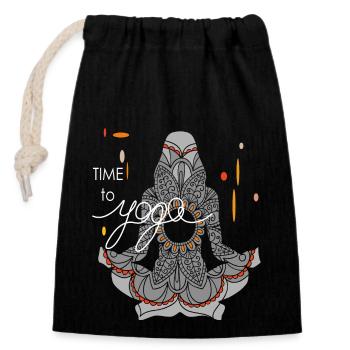 time to yoga - Closable cotton gift bag (14x20cm) - black - Front