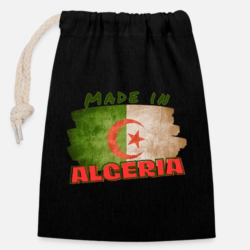 Made in Algeria - Closable cotton gift bag (14x20cm) - black