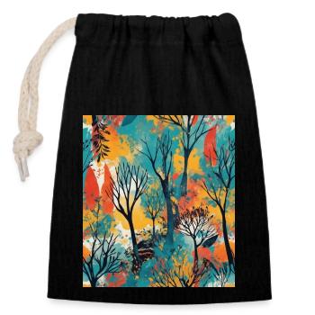 Abstract forest - Closable cotton gift bag (14x20cm) - black - Front