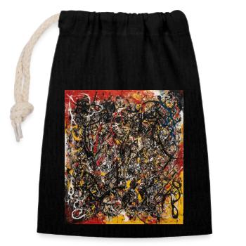 Abstract - Closable cotton gift bag (14x20cm) - black - Front