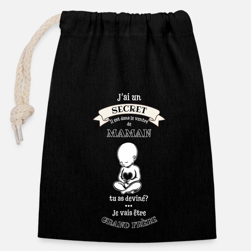 Maman surprise bébé Comédie en coton - Sac cadeau en coton avec cordon (14 x 20 cm) - noir
