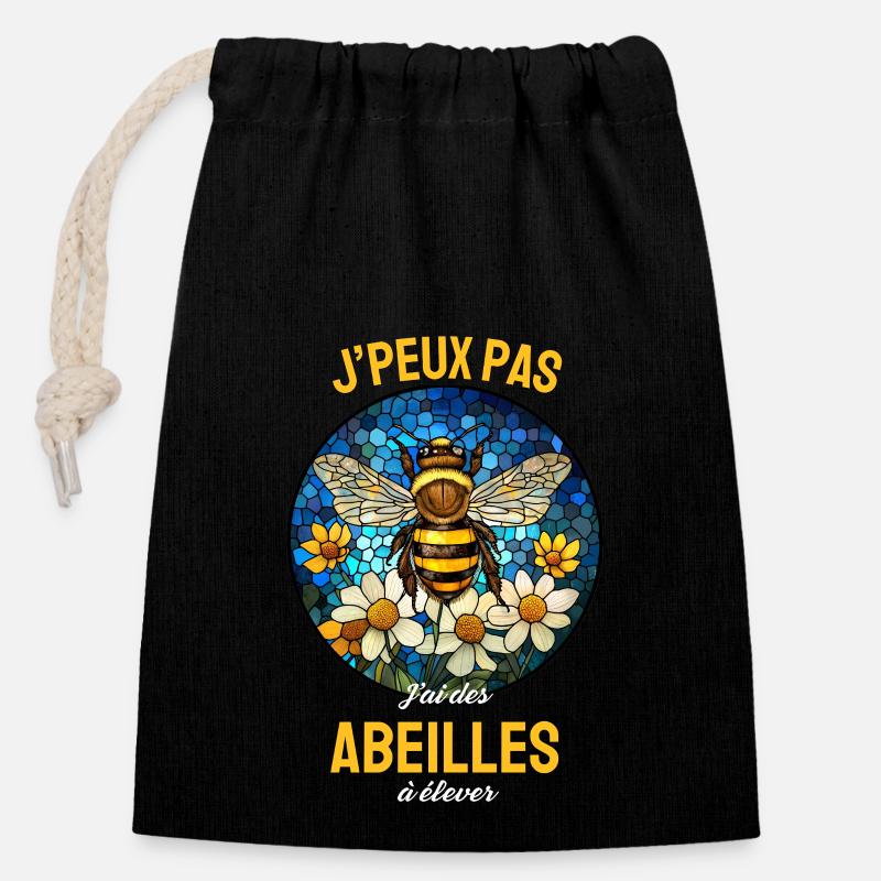 Bees Beekeeper - Beekeeper Serial Laughter - Closable cotton gift bag (14x20cm) - black