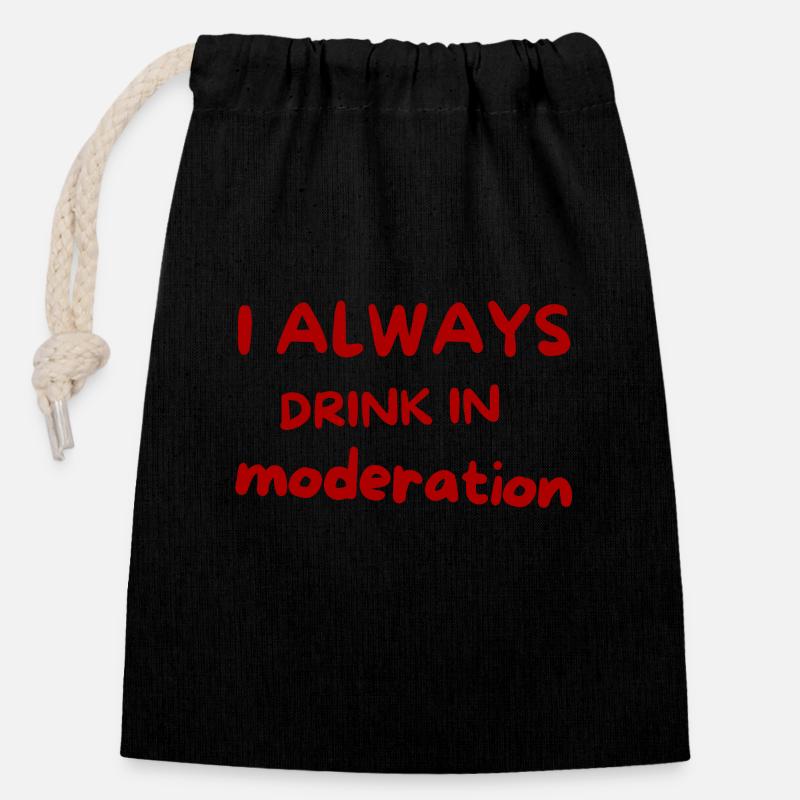 My gift to myself: moderation - Closable cotton gift bag (14x20cm) - black