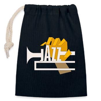 Tshirt Trompette Jazz - Sac cadeau en coton avec cordon (14 x 20 cm) - bleu marine - Devant