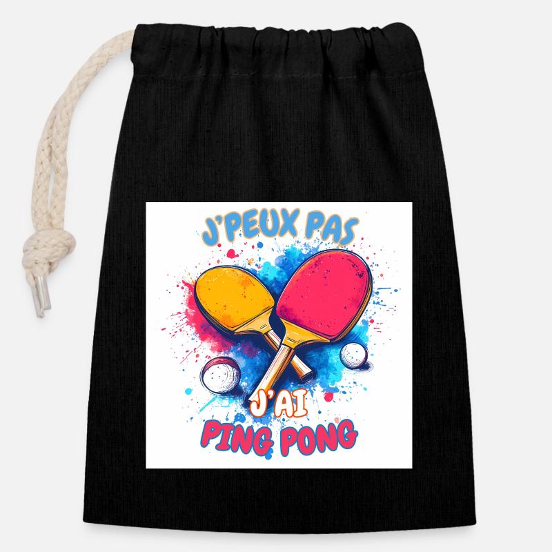Ping pong Mode pleine de rire - Sac cadeau en coton avec cordon (14 x 20 cm) - noir