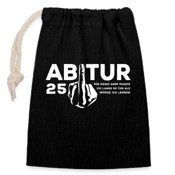 Abitur 2025 Stinkefinger - Abi - Geschenk - Verschließbarer Geschenkbeutel aus Baumwolle (14x20cm) - Schwarz - Vorne