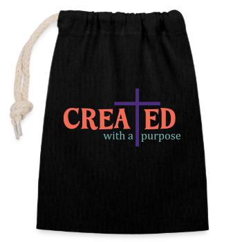 créé dans un but précis - Sac cadeau en coton avec cordon (14 x 20 cm) - noir - Devant