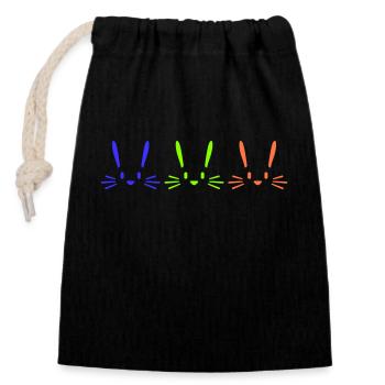 3 lapins équipe trois amis colorés équipe de fête cool - Sac cadeau en coton avec cordon (14 x 20 cm) - noir - Devant