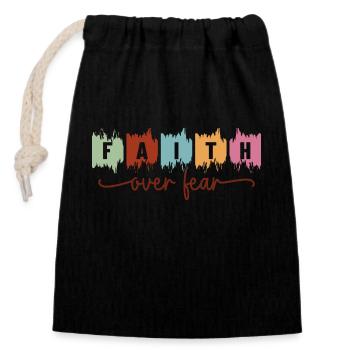 Faith Over Fear - Closable cotton gift bag (14x20cm) - black - Front