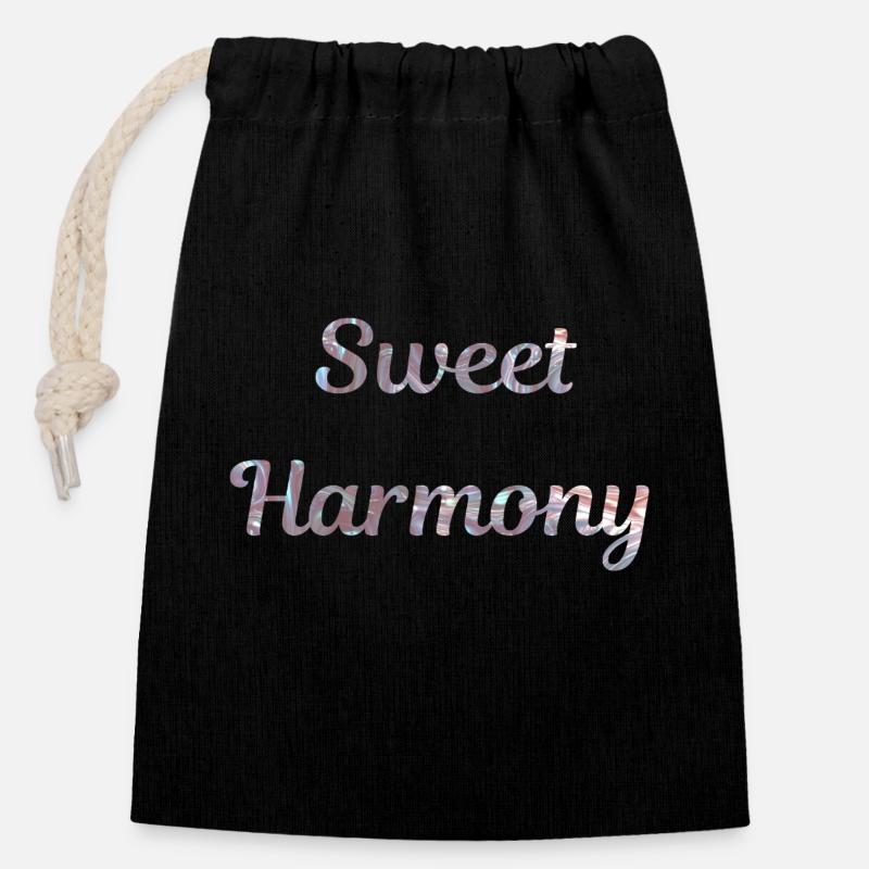 Douce Harmonie - Sac cadeau en coton avec cordon (14 x 20 cm) - noir