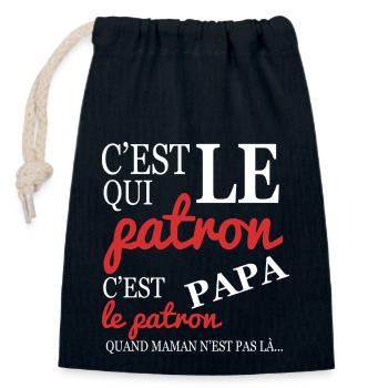 Who's the is dad, Father's Day - Closable cotton gift bag (14x20cm) - navy - Front