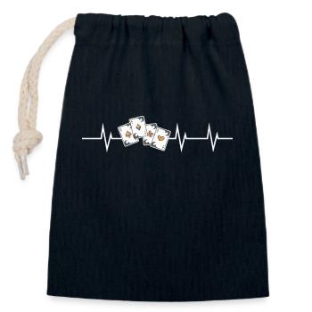 Battement de cœur des cartes - Sac cadeau en coton avec cordon (14 x 20 cm) - bleu marine - Devant