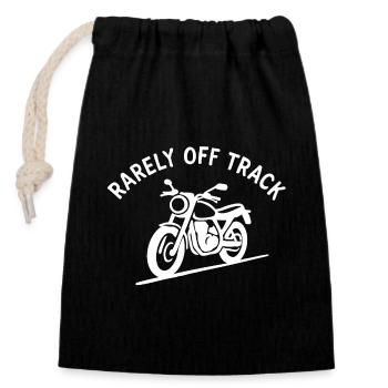 rarely off track Motorradfan Leidenschaft Bike - Verschließbarer Geschenkbeutel aus Baumwolle (14x20cm) - Schwarz - Vorne