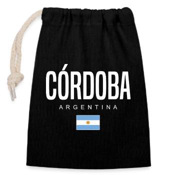 Córdoba Argentinien Argentinier - Verschließbarer Geschenkbeutel aus Baumwolle (14x20cm) - Schwarz - Vorne