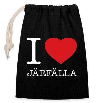 J’adore Järfälla - Sac cadeau en coton avec cordon (14 x 20 cm) - noir - Devant