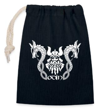 Der nordische Gott Odin und die weißen Drachen - Verschließbarer Geschenkbeutel aus Baumwolle (14x20cm) - Navy - Vorne