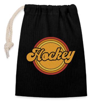 Eishockey Hockey Eishockeyspieler Geschenk  - Verschließbarer Geschenkbeutel aus Baumwolle (14x20cm) - Schwarz - Vorne