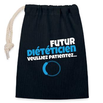 Future dietician – Please wait - Closable cotton gift bag (14x20cm) - navy - Front