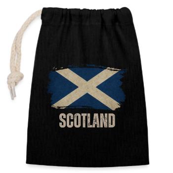 Flag of Scotland, Scottish pride - Closable cotton gift bag (14x20cm) - black - Front