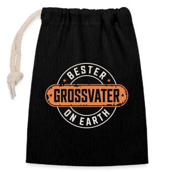 Bester Grossvater - Verschließbarer Geschenkbeutel aus Baumwolle (14x20cm) - Schwarz - Vorne