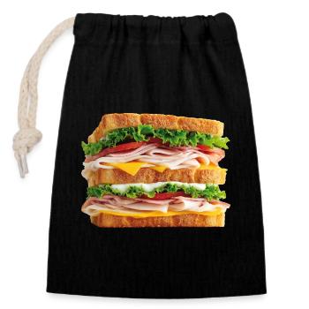 Sandwich - Verschließbarer Geschenkbeutel aus Baumwolle (14x20cm) - Schwarz - Vorne
