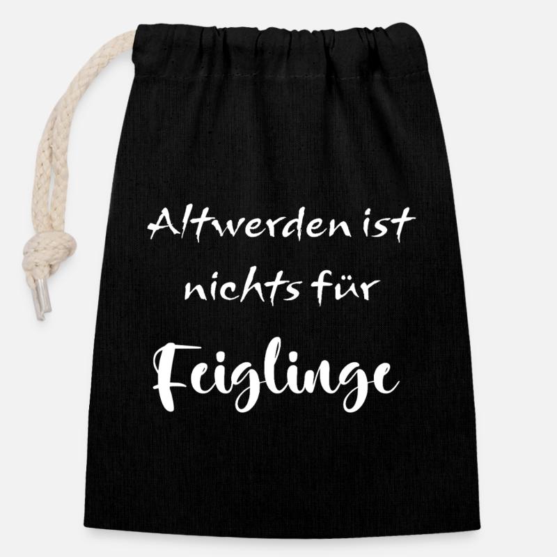 Altwerden ist nichts für Feiglinge - Verschließbarer Geschenkbeutel aus Baumwolle (14x20cm) - Schwarz