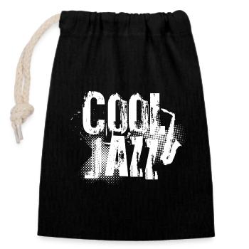 Musique jazz cool Typographie dégradée - Sac cadeau en coton avec cordon (14 x 20 cm) - noir - Devant