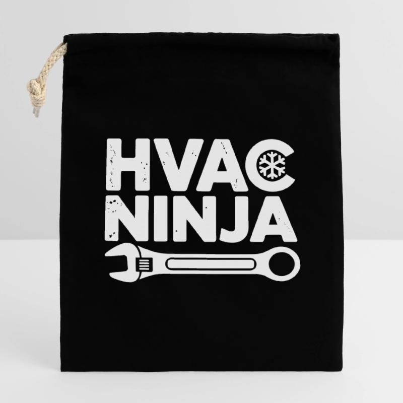 Conception experte en réparation de technicien HVAC Ninja Sac cadeau en coton avec cordon (14 x 20 cm)