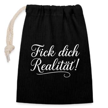 Rebellion Gegen Realität Schriftzug - Verschließbarer Geschenkbeutel aus Baumwolle (14x20cm) - Schwarz - Vorne
