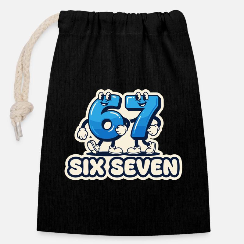67 Meme Shirt – Sechs Sieben meme - Verschließbarer Geschenkbeutel aus Baumwolle (14x20cm) - Schwarz
