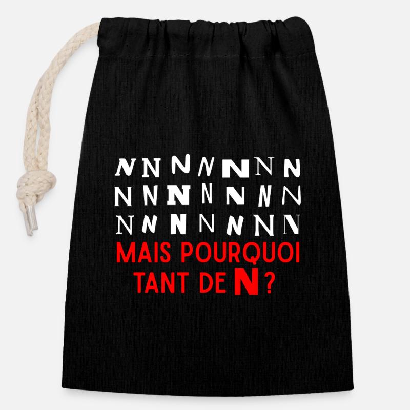 Why so many N's? - Closable cotton gift bag (14x20cm) - black
