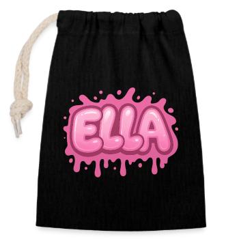 Graffiti ELLA Name Gift Ideal Druckbar - Verschließbarer Geschenkbeutel aus Baumwolle (14x20cm) - Schwarz - Vorne
