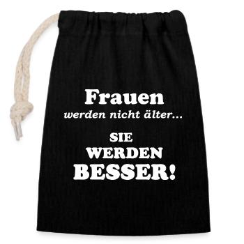 Les femmes ne vieillissent pas - Sac cadeau en coton avec cordon (14 x 20 cm) - noir - Devant