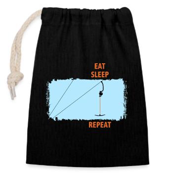 Ankerlift | Mange S’Élever Répète | Ski - Sac cadeau en coton avec cordon (14 x 20 cm) - noir - Devant