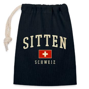 Sion Suisse – motif de drapeau avec fierté locale - Sac cadeau en coton avec cordon (14 x 20 cm) - bleu marine - Devant