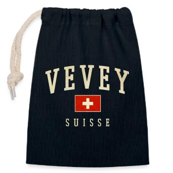 Vevey – Schweizer Identität aus dem Kanton Waadt - Verschließbarer Geschenkbeutel aus Baumwolle (14x20cm) - Navy - Vorne
