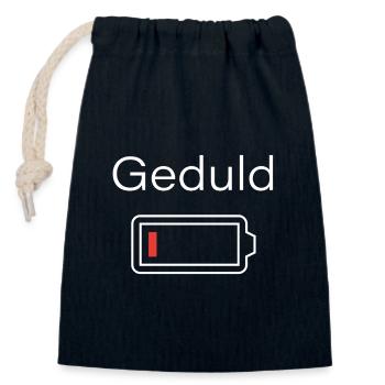 Patience Battery Motif Batterie Batterie Vide - Sac cadeau en coton avec cordon (14 x 20 cm) - bleu marine - Devant