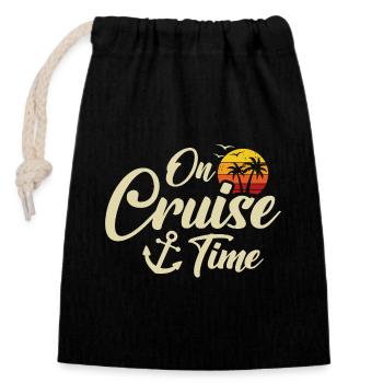 Summer Vacation On Cruise Time Cruising Trip - Closable cotton gift bag (14x20cm) - black - Front