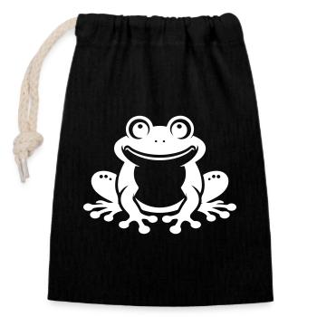 Grenouille Comique Crapaud - Sac cadeau en coton avec cordon (14 x 20 cm) - noir - Devant