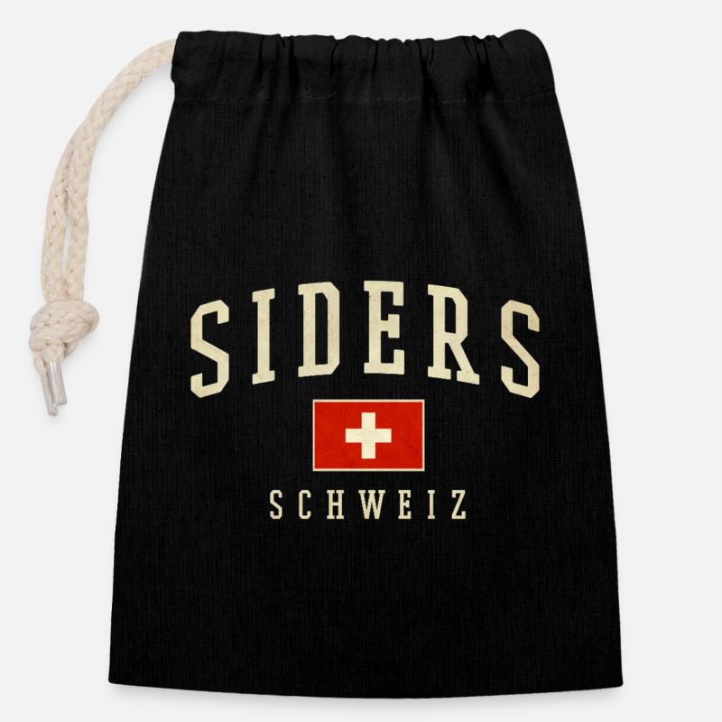 Sierre / Sierre | Wallis / Valais - Closable cotton gift bag (14x20cm) - black