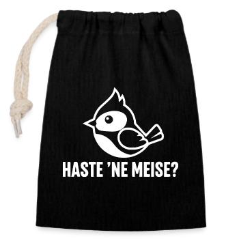 Haste ne Bird Illustration - Closable cotton gift bag (14x20cm) - black - Front