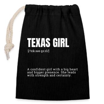 Texas Girl Selbstbewusst - Verschließbarer Geschenkbeutel aus Baumwolle (14x20cm) - Schwarz - Vorne