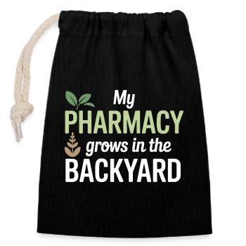 Certified Clinical Organic Pharmacology Apparel  - Closable cotton gift bag (14x20cm) - black - Front