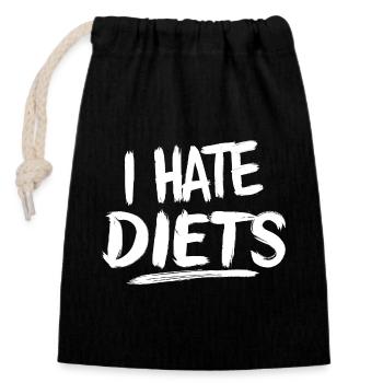 Je déteste Diets Nutrition Nutritionniste - Sac cadeau en coton avec cordon (14 x 20 cm) - noir - Devant