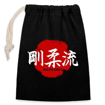 Dojo du gymnase d’arts martiaux de Karate Goju Ryu - Sac cadeau en coton avec cordon (14 x 20 cm) - noir - Devant