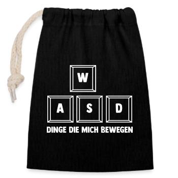 Zocken Computerspieler Zocker Gaming Gamer - Verschließbarer Geschenkbeutel aus Baumwolle (14x20cm) - Schwarz - Vorne