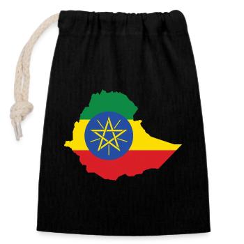 Äthiopien Power Rasta Reggae Rastafari Roots  - Verschließbarer Geschenkbeutel aus Baumwolle (14x20cm) - Schwarz - Vorne